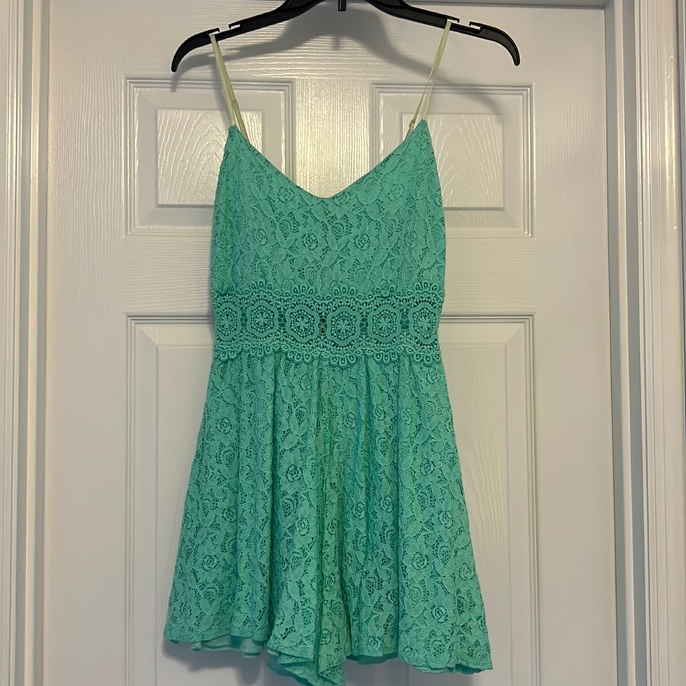 Bright teal romper